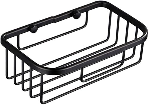 Ventosa ducha baño pared estante de acero inoxidable cesta rectangular para champú grande ducha gel Tiolet soporte de papel negro