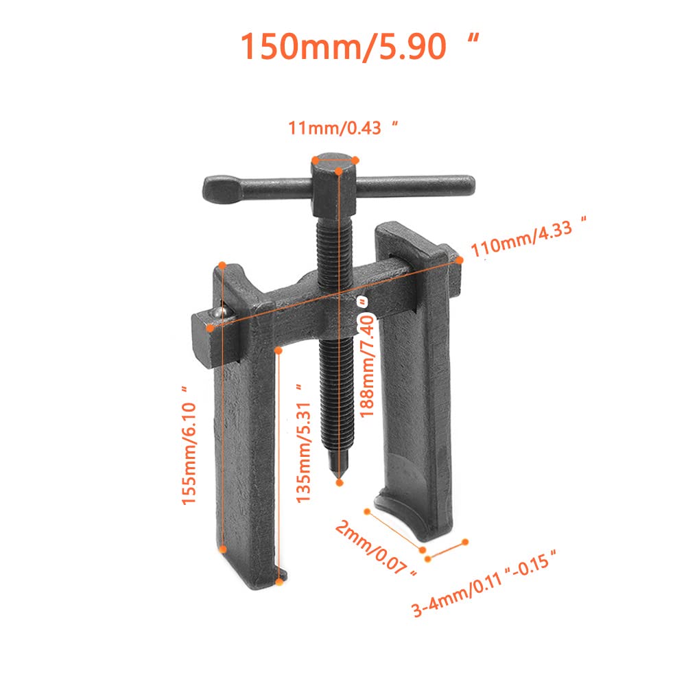Estrattore dell'ingranaggio del cuscinetto a due ganasce dell'acciaio al carbonio, separatore di trazione universale del cuscinetto della ruota, nero 90mm/110mm/130mm/150mm, 150mm/5.90'