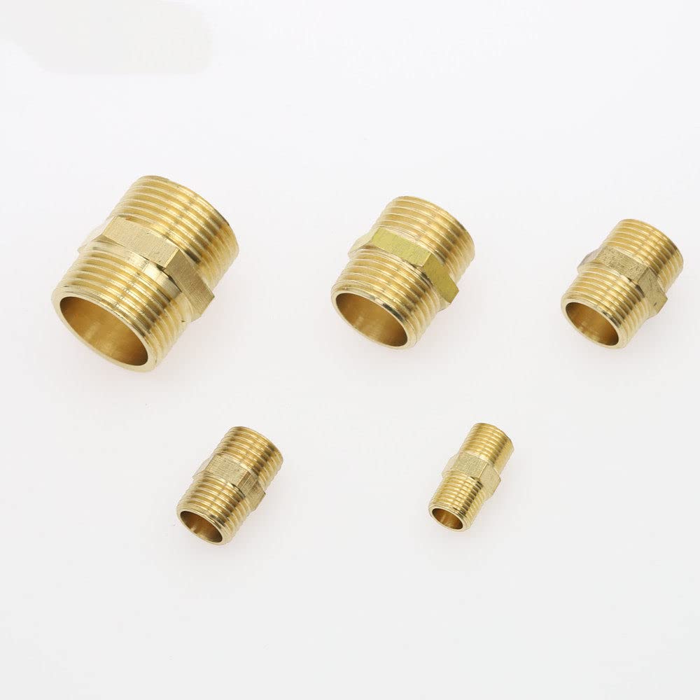 VVW&LIU Adattatore rapido per Raccordo Esagonale per Tubo in Ottone 1/8' 1/4' 3/8' 1/2' 3/4' 1' Filettatura Maschio BSP Connettore Acqua, Olio e Gas, 1,1/2"