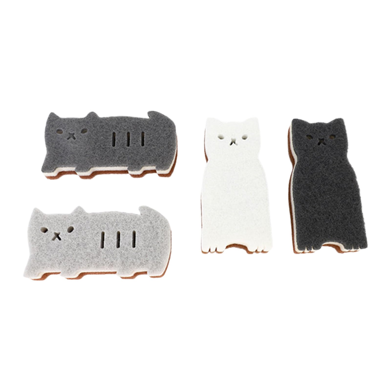 Kalttoy Kitten Design Scouring Pads 4Pack Thickened Dishwashing Sponge for Oil Removal Cookware Surfaces Thick Sponge Scrubber