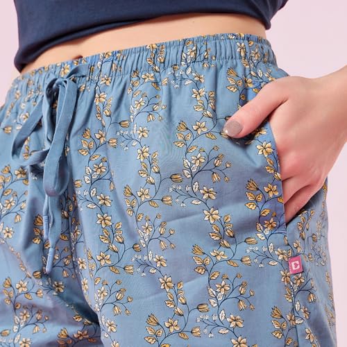 Image of Enamor Mid Rise Full Length Adjustable Drawstring Hangout Pant for Women - Relaxed Fit, Combed Cotton - E4A5
