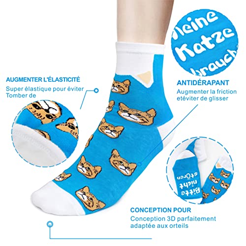 ANOTION Lustige Socken Für Tierliebhaber, Valentinstag Geburtstag Geschenk Originelle Geschenke Für Katzenliebhaber Frauen, Baumwollsocken, Rutschfeste Sock, Cat Socken Für Damen Und Herren