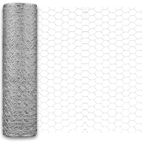 CHEOAR Grillage à Poules 20 m x 0,43 m, Maille 25 mm, Grillage pour Volaille et Petits Animaux, Clôture Métallique de Protection contre les Prédateurs,...