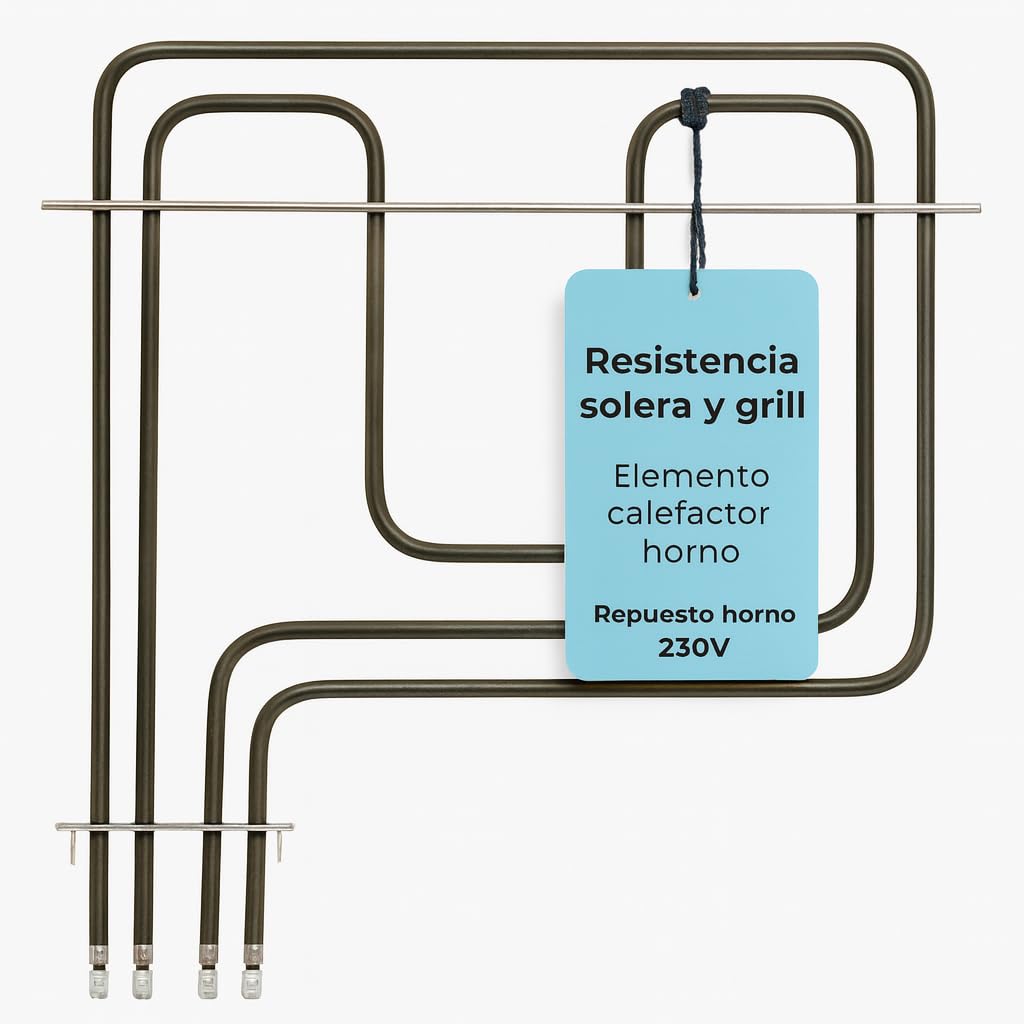 RECAMBIOS DREYMA Resistencia Solera y Grill Horno 1500W 1100W 230V Tubular Acero Montaje Faston Barra Guia Calor Uniforme Instalacion Rapida Compatible con TEKA BOSCH BALAY Repuesto Solido