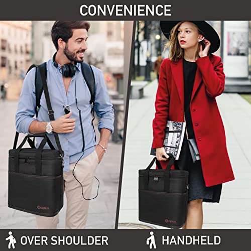 opux 6 Bottle Carrier Tote | Insulated Padded Wine Cooler Bag for Travel. Picnic, BYOB | Portable Leakproof Wine Tote Bag for Dinner, Party, Christmas, Wine Gift for Women, Men (Black) by opux - Image 6