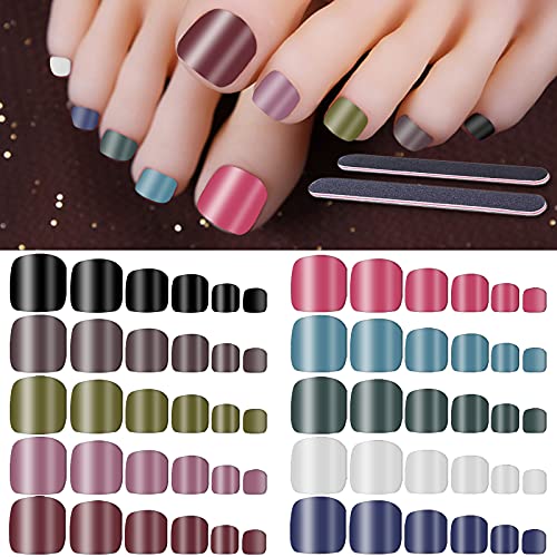 bigboxbox Fake Toe nails, 240pcs Press on Toenails for Acrylic Tips False Toenails Full Cover Acrylic Toe Nails for women with 2pcs Nail Files, 242 Count (Pack of 1)