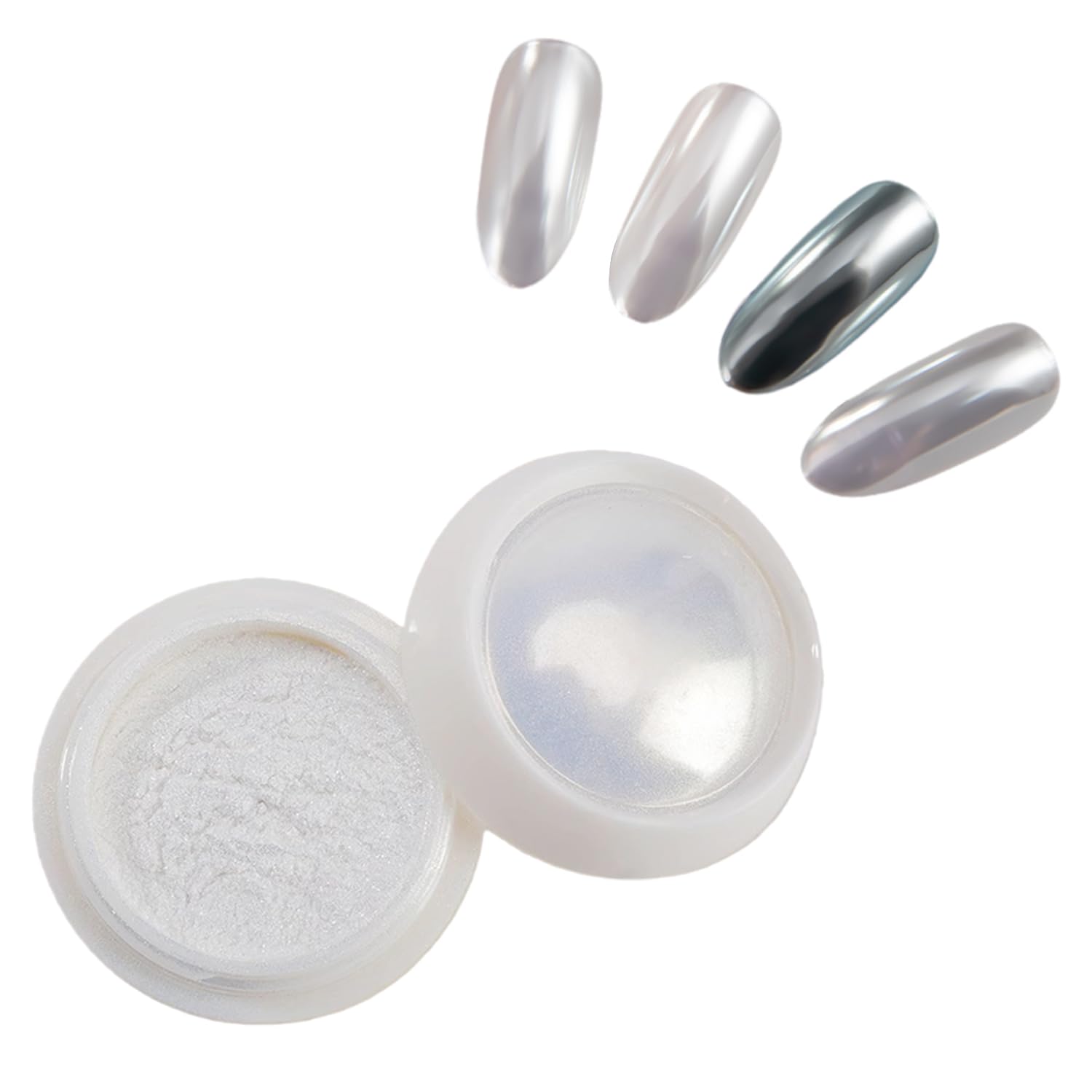White Pearl chrom proszek do paznokci, efekt perłowy, błyszczący puder do paznokci, Nail Art Chrome Nail Powder