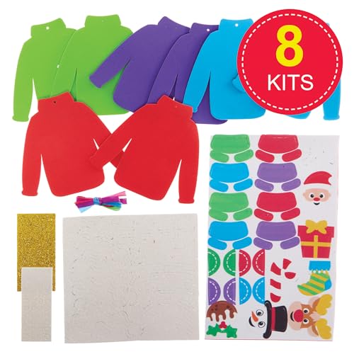 Baker Ross FX775 Christmas Jumper Mix and Match Decoration Kits - Pack of 8, Christmas Decoration Arts and Crafts for Kids - Image 2
