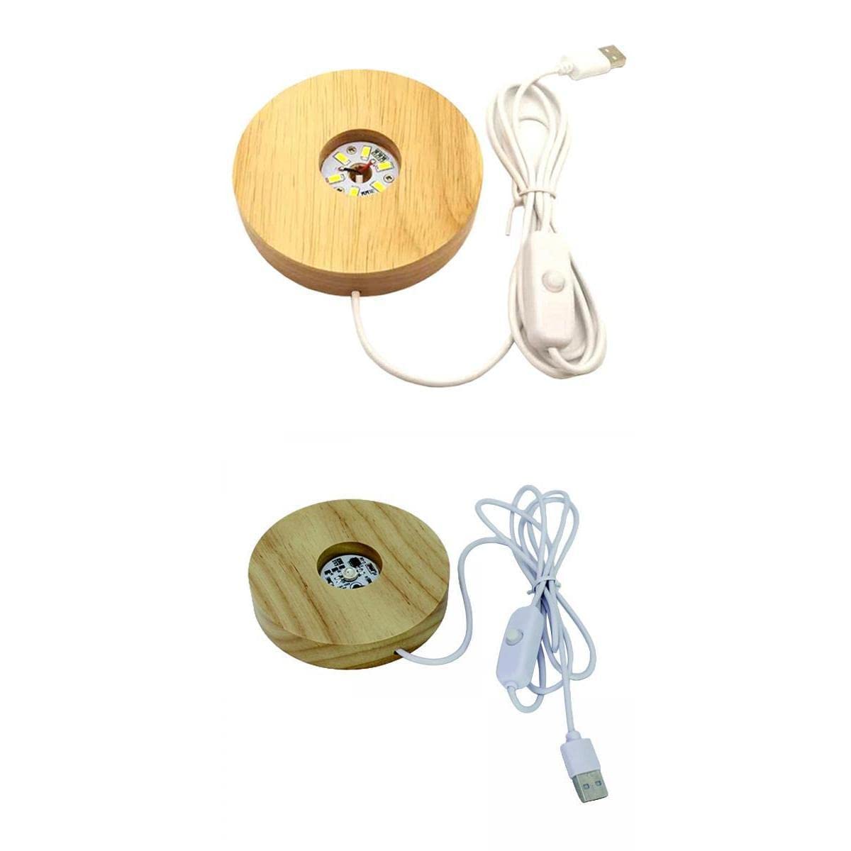 2Pc Wooden Round Led Light Base Display Stand Lamp for Crystals Ball-image-43