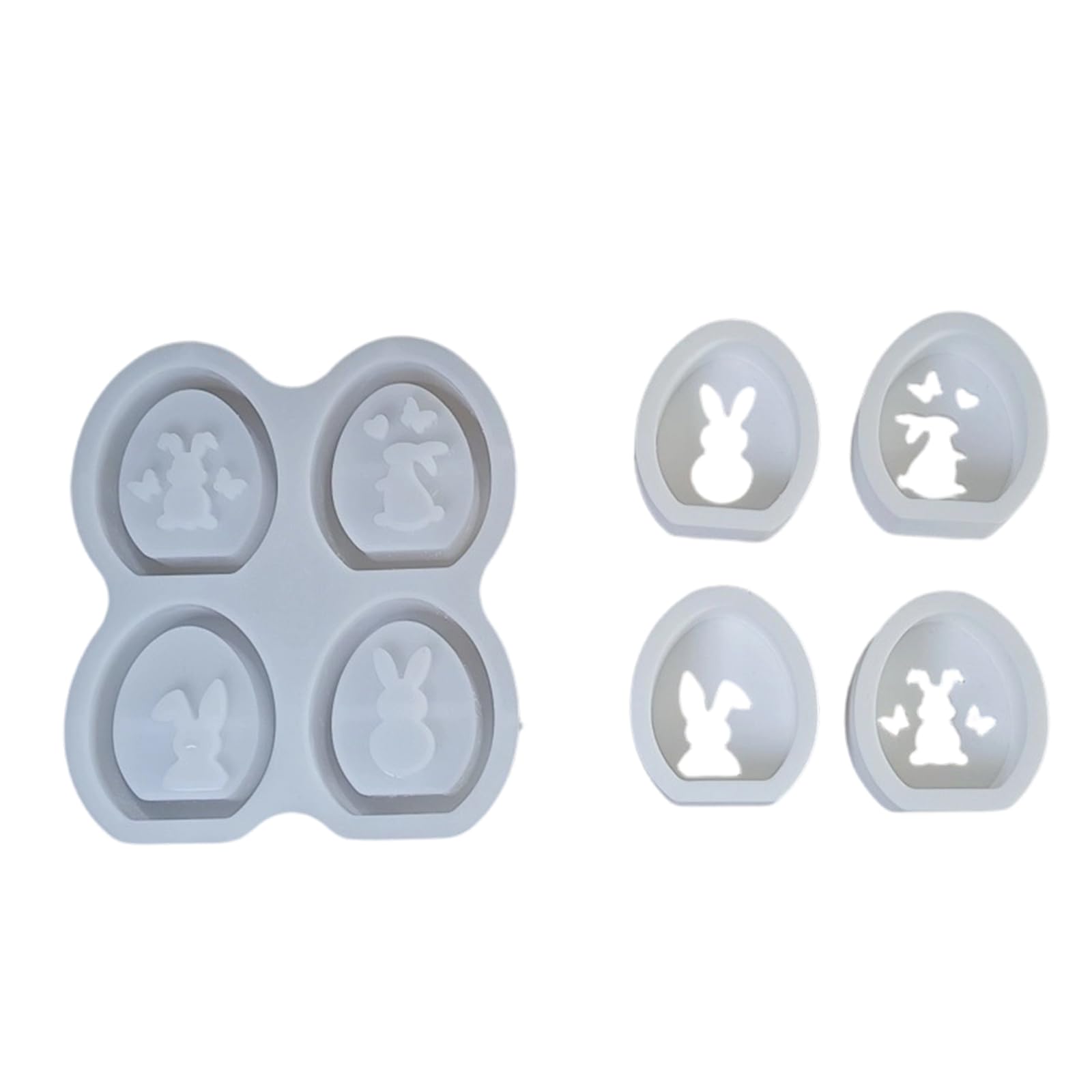Jazuaiao Silicone Eggs Rabbits for Craft Projects Festival Decoration and Home Garden Ornament Easter Spring Silicone Tools for Eggs Shell Rabbits Decorations Easy Release Craft Gifts