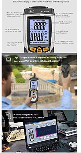 Amazon | DT-8893風速計ポータブル風速計温度計風速ゲージメーター風速