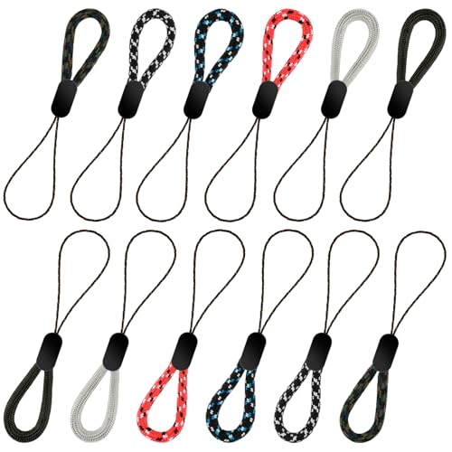 Ymapinc 12 Stück Finger Lanyard, Verstellbare Schlüsselband Kurz Handschlaufe Tragbare Handyschlaufe Kurze Handy Handschlaufe 4,92 Zoll Fingerschlaufe für USB Stick Handy Sticks Kamera Schlüssel