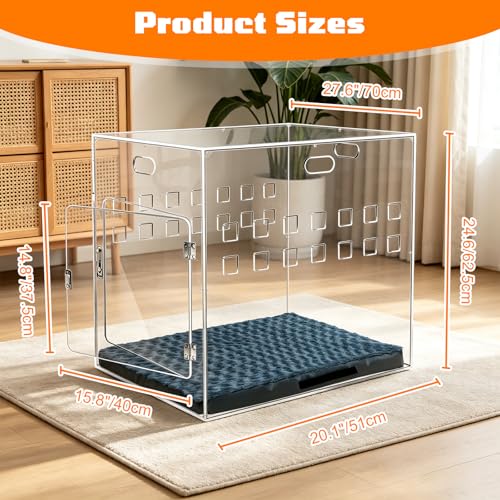 Acrylic Dog House, 27.5" L x 20" W x 24.5" H Clear Indoor Dog Crate Furniture for Small & Medium Dogs, Modern Transparent Pet Kennel Furniture with Lock (Extra Large) - Image 3