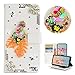 STENES Bling Wallet Phone Case Compatible with Moto G Stylus (2023) Case - Stylish - 3D Handmade Flowers Leaf Butterfly Floral Glitter Magnetic Wallet Stand Leather Cover Case - White