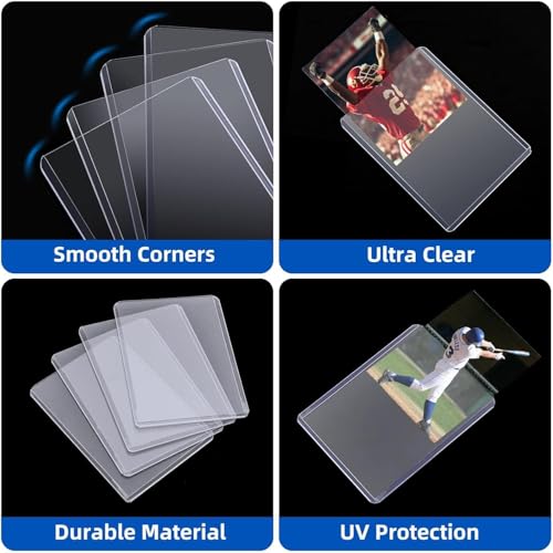 Image of 600 Pack Card Sleeves Hard Plastic, Arjiekwei 3 inchX 4 inch Baseball Cards Protectors Plastic, Premium Card Holder for Trading Sports Baseball Football Game Cards (300 Hard + 300 Soft)