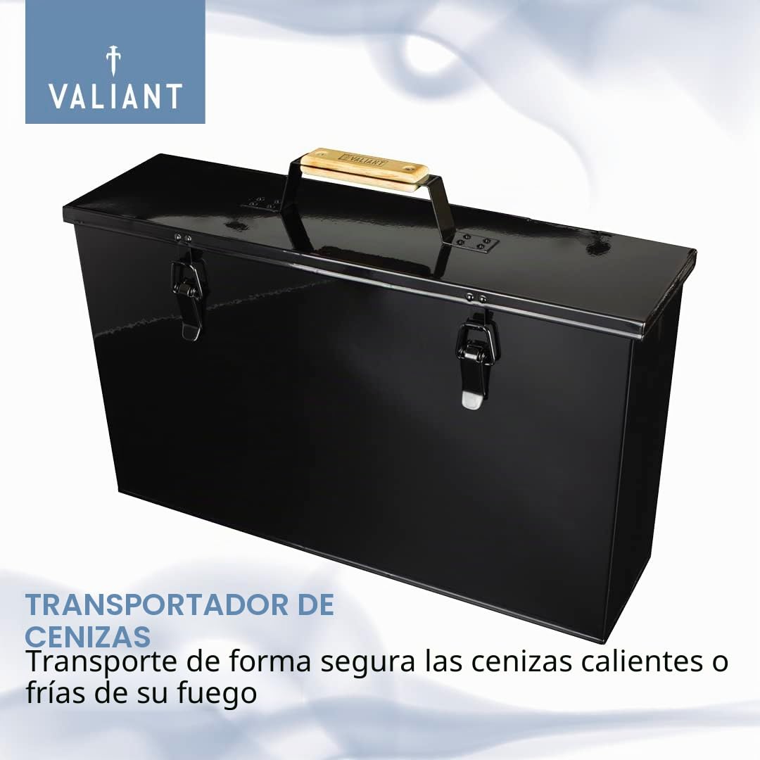 Valiant Fireside - Cenicero de metal, color negro, 45 cm x 26 cm x 12 cm