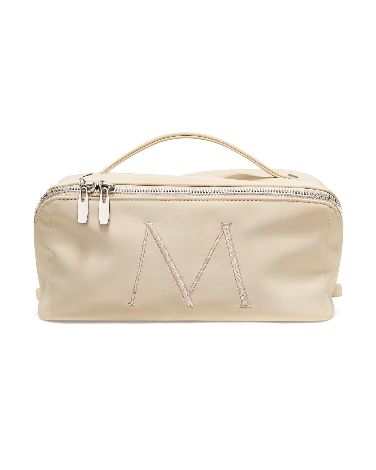 EACHY Travel Makeup Bag for Women, Personalized Initial M Cosmetic Bag