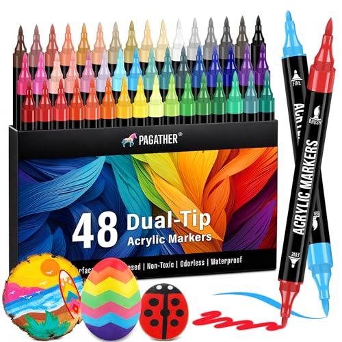 48 Colors Dual Tip Acrylic Paint Markers