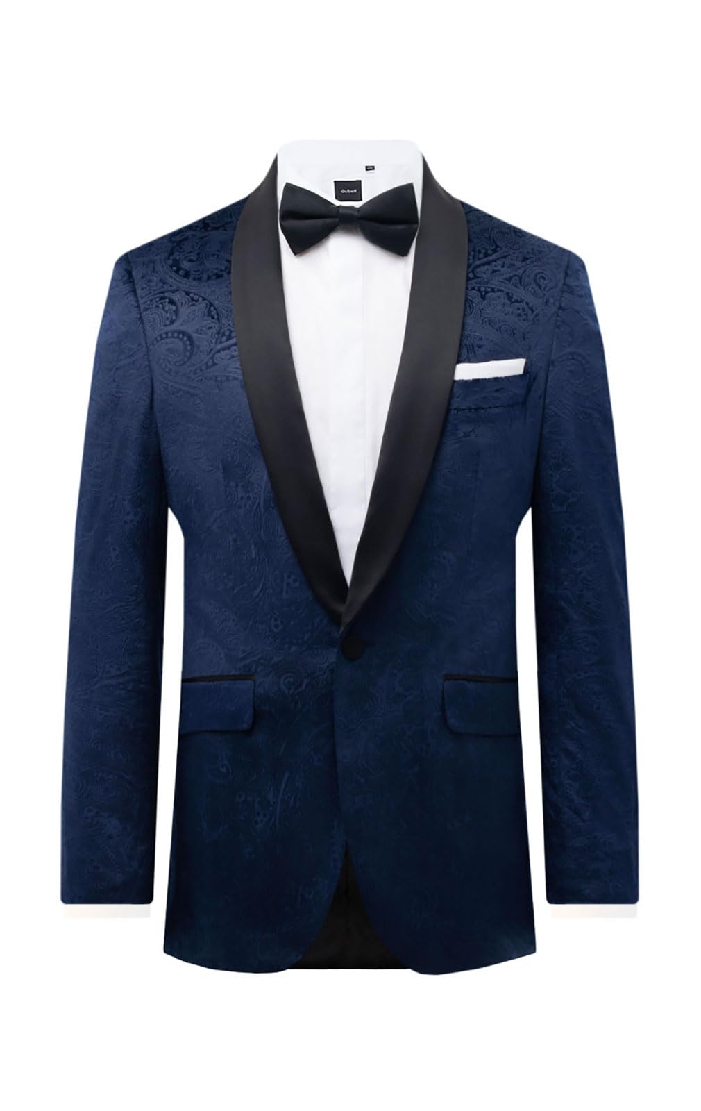 Dobell Mens Navy Paisley Velvet Tuxedo Jacket Regular Fit Contrast Shawl Lapel-46R