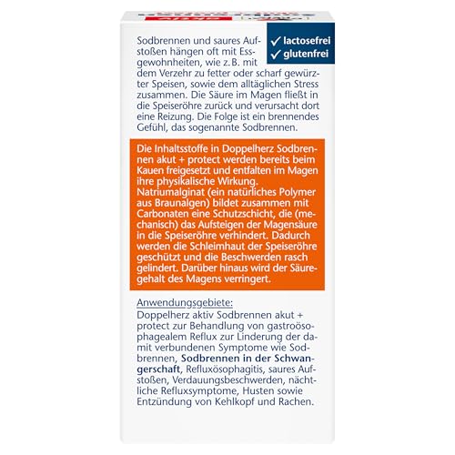 Doppelherz Sodbrennen akut + protect - Medizinprodukt bei Sodbrennen, Säurereflux + säurebedingten Magenbeschwerden - 20 Kautabletten mit Minzgeschmack – Bild 3