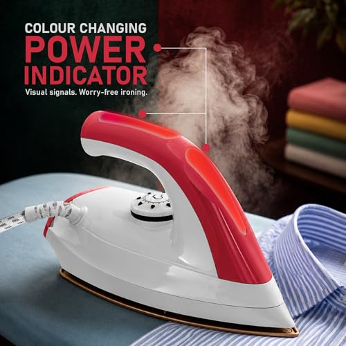Image of Intex Glidex Glow Dry Iron 1000W | Non-Stick German Coating Soleplate | Adjustable Temperature Control | Shock Proof Body | Thermal Fuse Protection | 360 Swivel Cord for Home Use | 2 Year Warranty