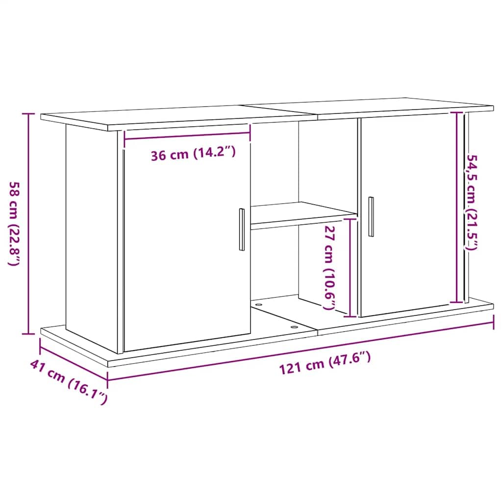 Tomostar Support pour Aquarium, Meuble pour Aquarium Meuble de Base Table d'aquarium chêne noir 121x41x58 cm bois d'ingénierie