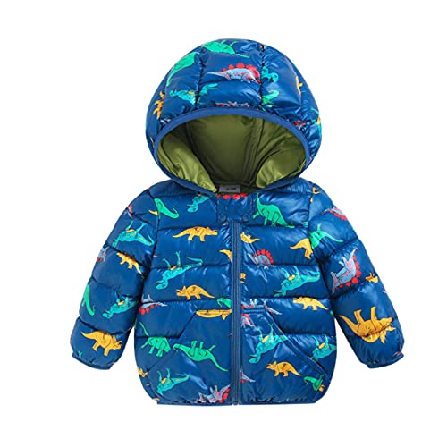 Dreamyth Winter Down Coats for Kids Baby Boys Girls Cute Cartoon Print Hooded Light Puffer Padded Jackets Infant Outerwear