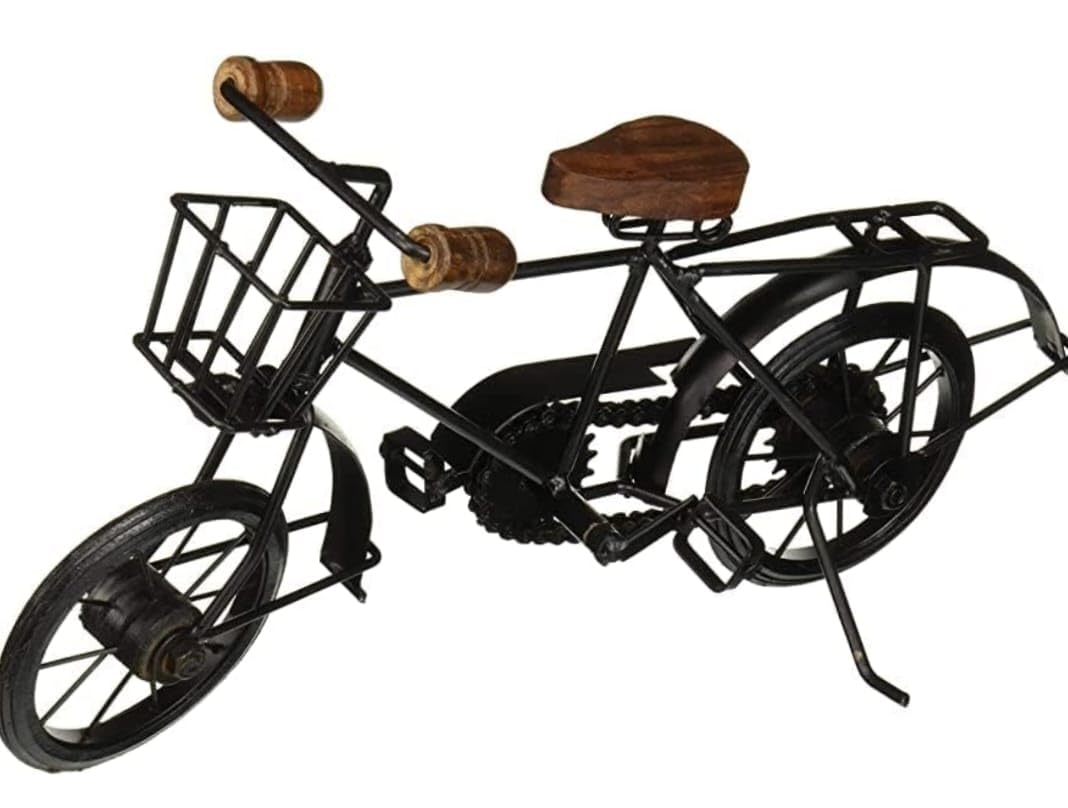 Incredible Artifacts Wood and Wrought Iron Mini Cycle | Metal Showpiece for Living Room | Toy Gifts Showcase Display Home Desktop Decor | Showpiece for Living Room - Black