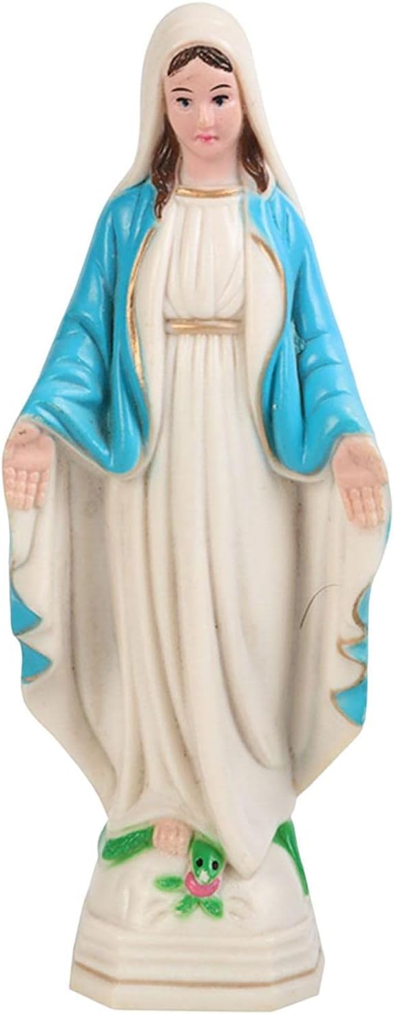 Baoblaze Nordic Blessed Mary Figurine Standing Statue Crafts Blessed Mother Mary Figurine for Table Dining Room Bookcase Bar Decor, Blue Coat, 10cm