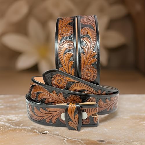 Leather Belt Strap for Removable Buckle Full Grain Leather Belt Strap 1.5” Cowboy Western Style4
