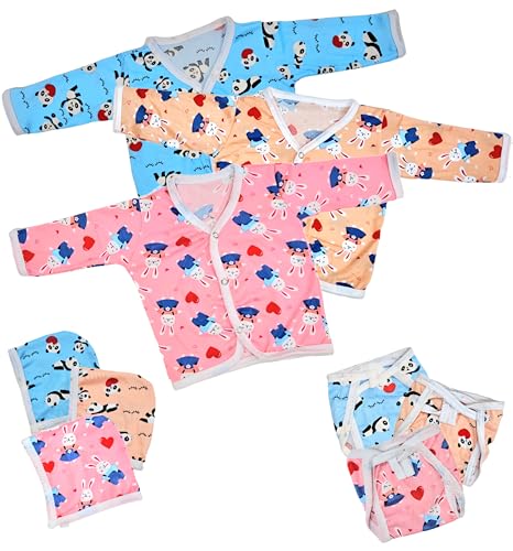 Image of First Kick Unisex-Child Cotton Printed Presents Summer Wear Baby Clothes 5Pcs Sets Baby Cotton /Summer Suit Infant Clothes First Gift for, Multi