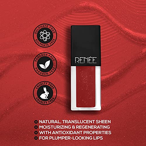 Image of RENEE See Me Shine Lip Gloss - It's Bloody Red l Long Lasting, Moisturizing Impact l Nourished Finish l Ultra Glossy Feel l Non-Sticky, Hydrating Formula l Infused with Jojoba Oil & Vitamin E l 2.5 ml
