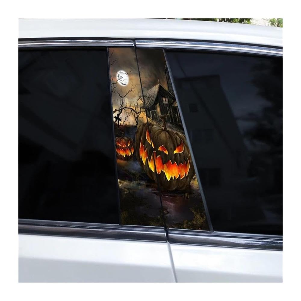 Body Parts 2pcs Car B-Pillar Stickers Horror Series Pumpkin Stickers Car Window Pillar Stickers(E)