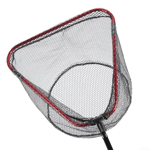 Red de aterrizaje de pesca con red de nailon revestida, ligera y plegable con puerto de tornillo de 8 mm (mediano 45 cm)