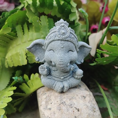Estatua pequeña de elefante de arenisca para decoración miniatura 4