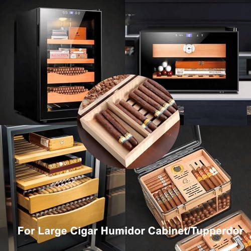 Image of Woho 2pcs Spanish Cedar Cigar Tray with Adjustable Divider & 12 Count Sheets, Open Cedar Cigar Trays with Scent for Cigar Organization /Storage /Aging, Cigar Tray for Large Cigar Humidor (12 inchX7 inchX1.57 inch)