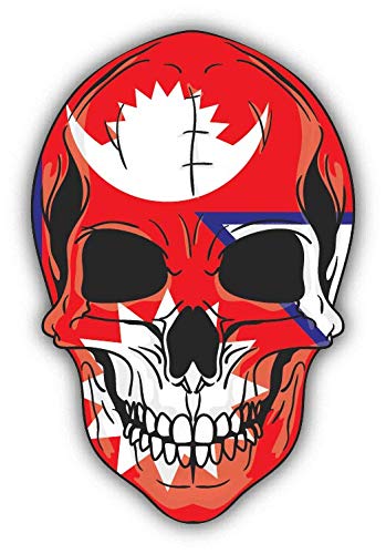 JJH Inc Skull Flag Nepal Vinyl Decal Sticker Waterproof Car Decal Bumper Sticker 5"