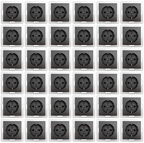 MC Power - 36er Pack Steckdosen | Flair | Unterputz Schukosteckdosen Set anthrazit, matt