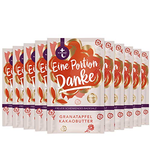 Tetesept badzout "Een portie Danke" – fijne poederkristallen met granaatappel en cacaoboter – badgeschenk voor de zintuigen – 10 x 60 g