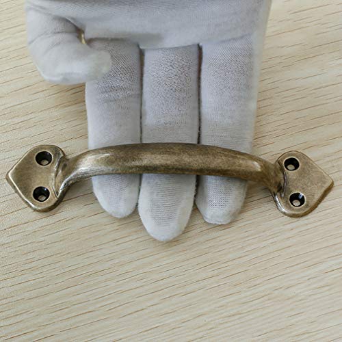 Tiazza 2Pcs Vintage Antique Brass Handle Wardrobe Window Drawer Pure Brass Pulls, Antique Bronze, 13x3cm - Image 4