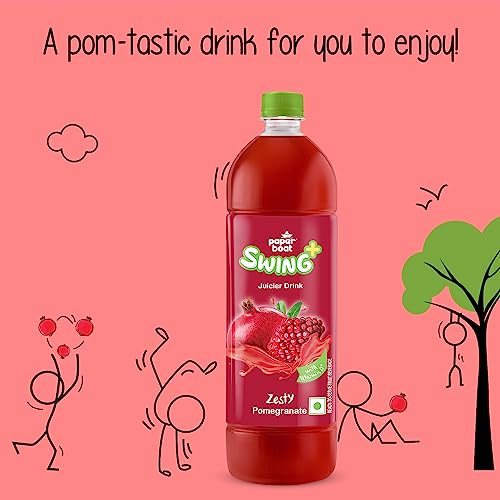 Image of Paper Boat Swing Zesty Pomegranate Juice, Enriched with Vitamin D, No Gmos, 1.2 Litre (Pack of 2)