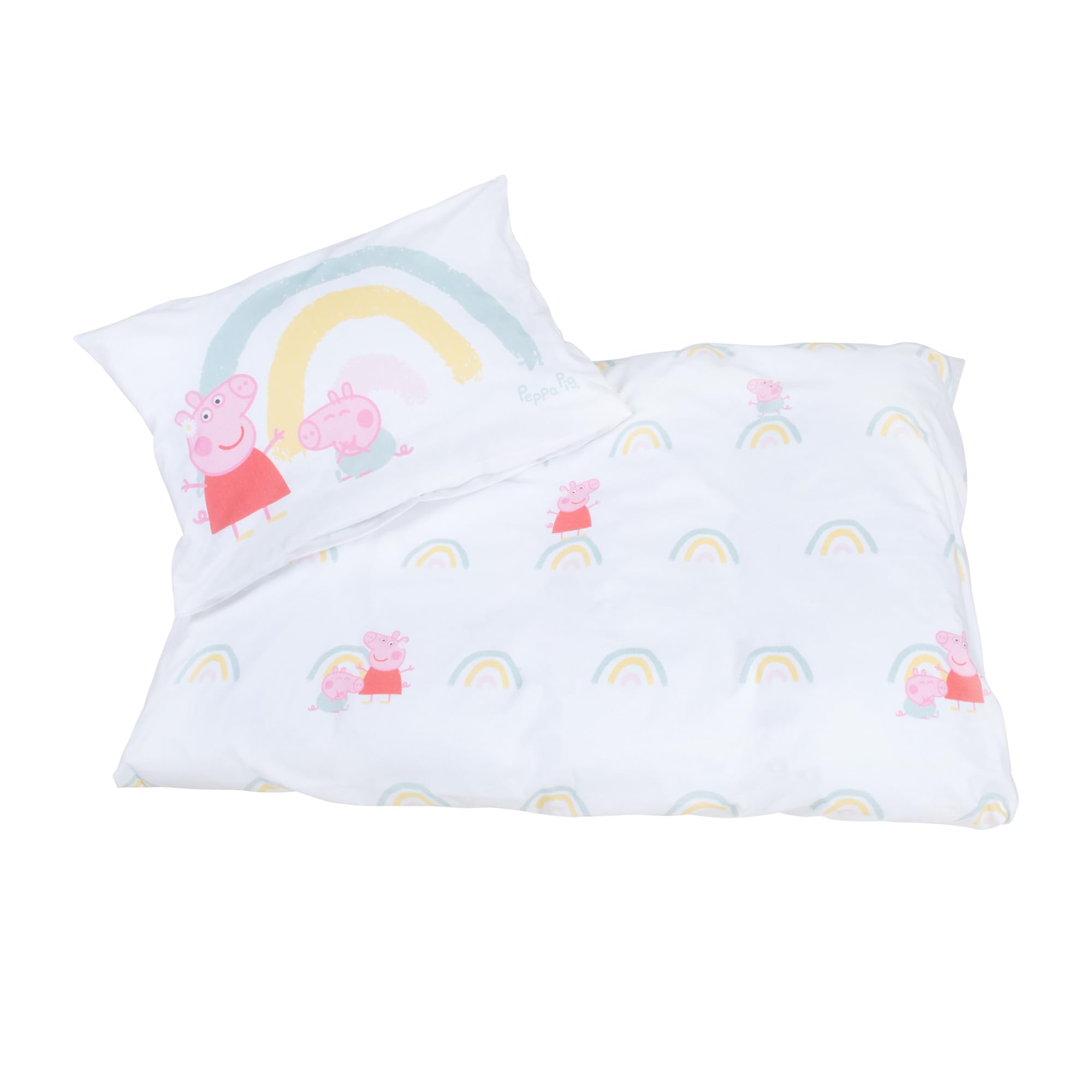 roba Kinderbettwäsche 100 x 135 cm Peppa Pig - Bettwäsche für Kinder aus Baumwolle inkl. Kissenbezug 60 x 40 cm - Motiv der Zeichentrick Serie - Weiß / Rosa