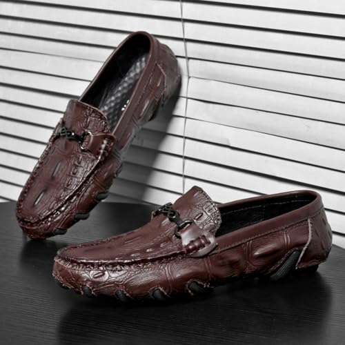 Men Slip On Loafers Alligator Printed Faux Leather Driving Shoes for Men Comfortable Non Slip Rubber Sole Lightweight Casual Business Office Shoes2