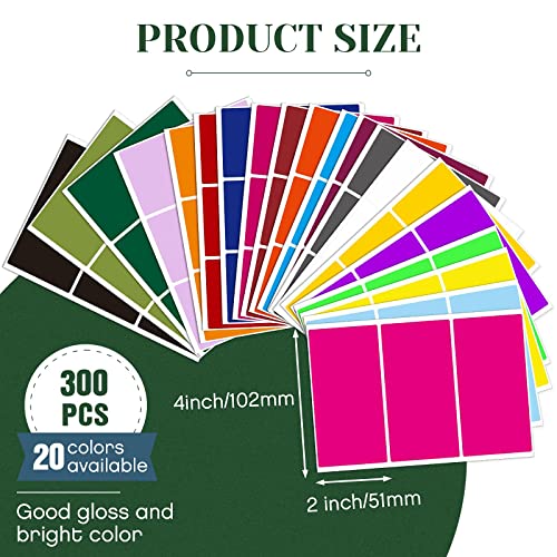 Rectangular Color Coding Label Stickers 4 X 2 Inch Colored Labels Stickers Color Code Labels Adhesive Colored Rectangle Label For Office School Supplies, 20 Colors (300) #TOP1