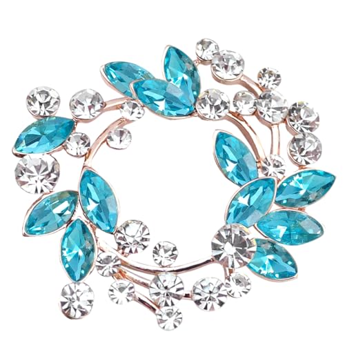 Image of Gyn&Joy Clear Crystal Rhinestone Floral Wreath Pin Brooch BZ005