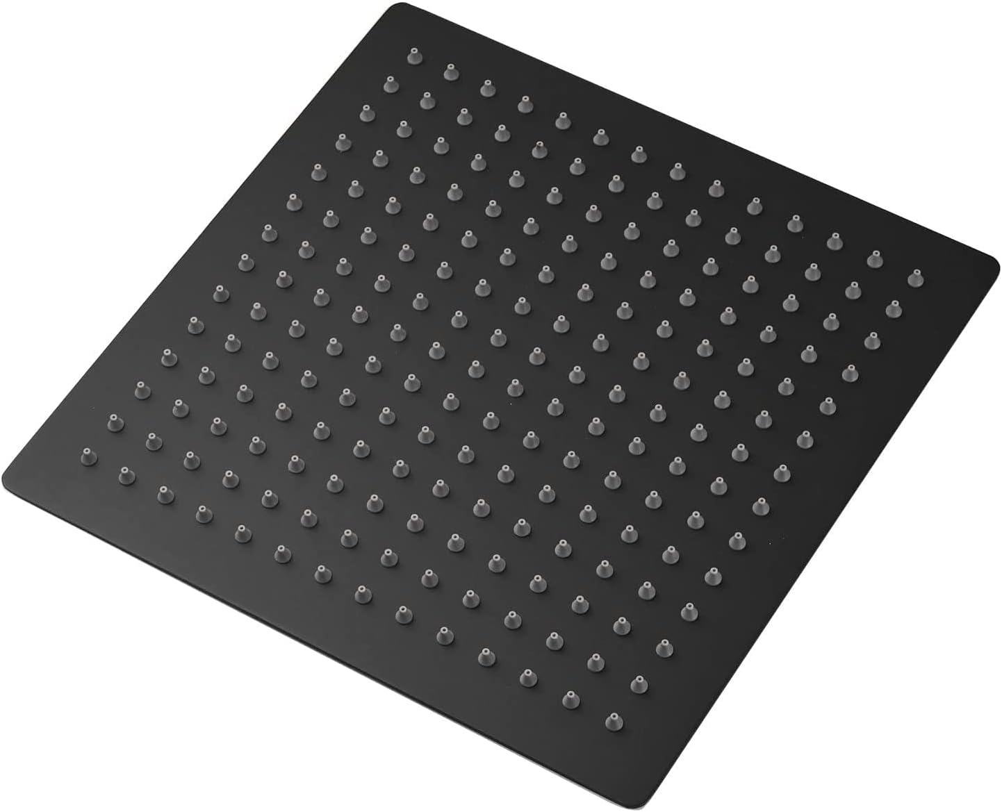 10 Inch Black Rain Shower Head, Square Rainfall High Pressure Stainless Steel Bath Showerhead