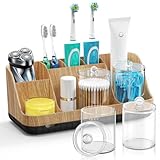 GFWARE Bathroom Toothbrush Holder Set with 2 Pack Qtip Holder Dispenser - 7 Slots Kids Bathroom Accessory Sets...