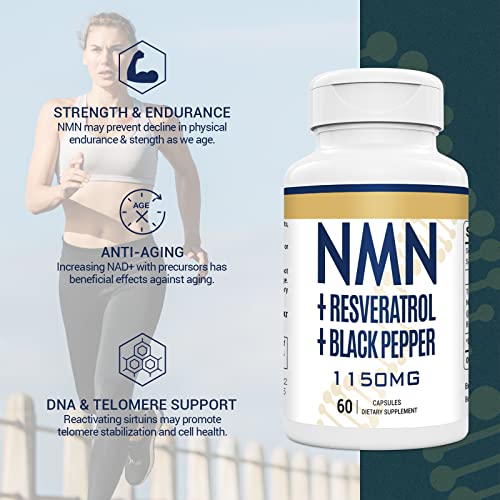 Nmn + Trans-Resveratrol 99% Purity,Max Absorption 1100Mg Supplement, Powerful Antioxidant & Anti-Aging, Boost Nad+, Immune Health, 600 Capsules #TOP4