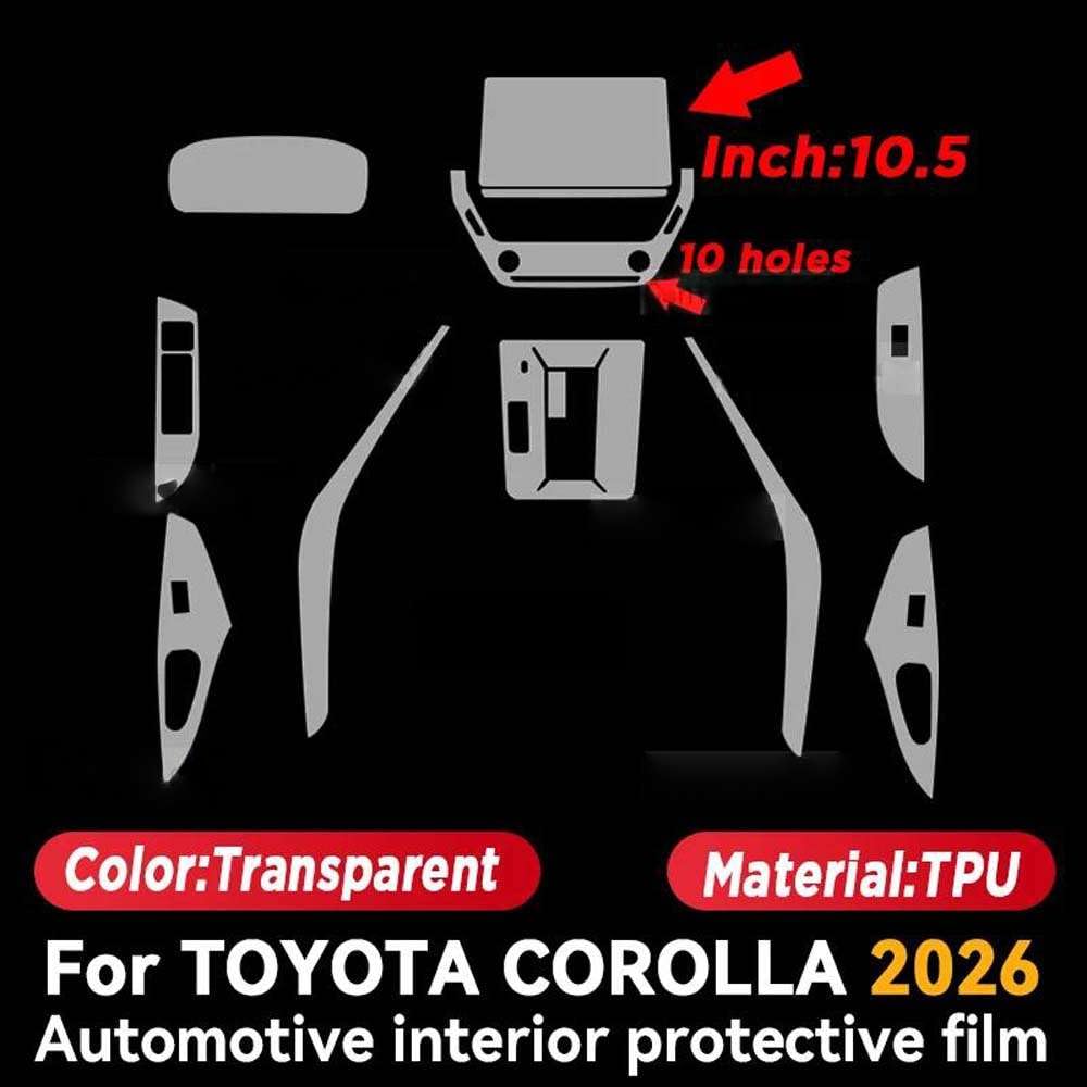 Pellicola Protettiva Trasparente in TPU per la Console Centrale dell'abitacolo dell'auto, per Corolla 2026, AntiGraffio.