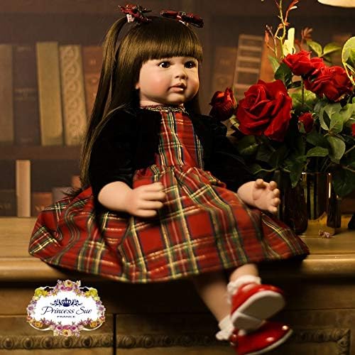 Miniatura 3 de Aimeedoll Muñeca realista de bebé de 24 pulgadas, muñeca realista con peso para bebé recién nacido, muñeca de vinilo de silicona de pelo largo